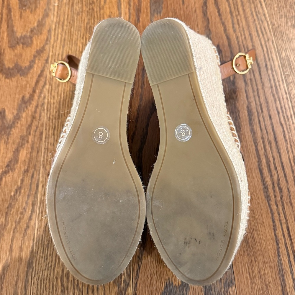 Tory Burch Brown Selby Ambra Leather Wedge Espadrilles - Picture 8 of 10
